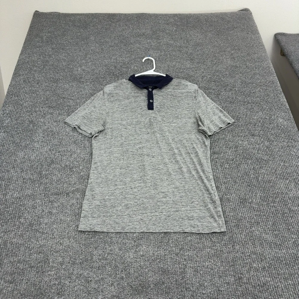 Banana Republic Polo Shirt Mens S Grey Performance Linen Short Sleeve Casual